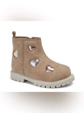 Carter's Tan Ankle Boots with Metallic Heart Insets Size 11